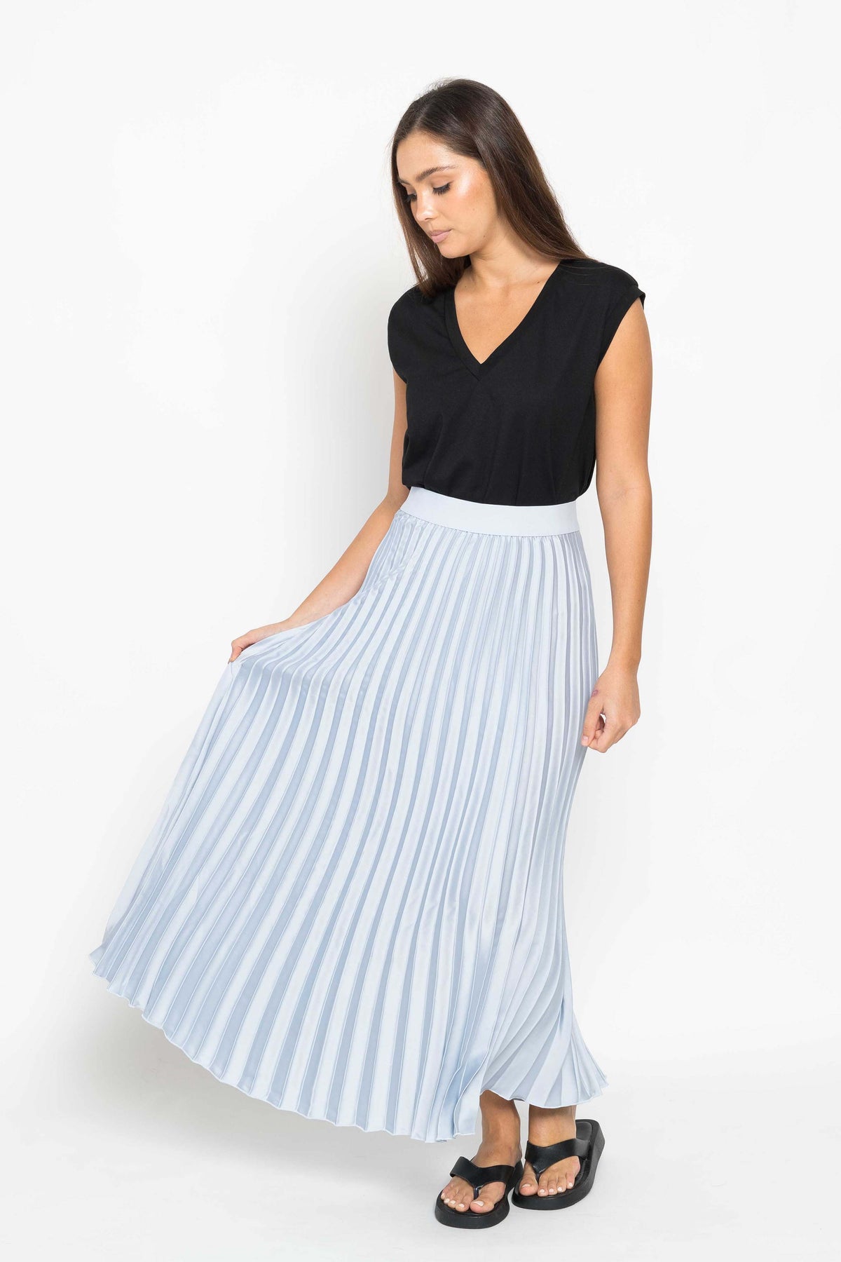Carre Pleated Skirt - Silver