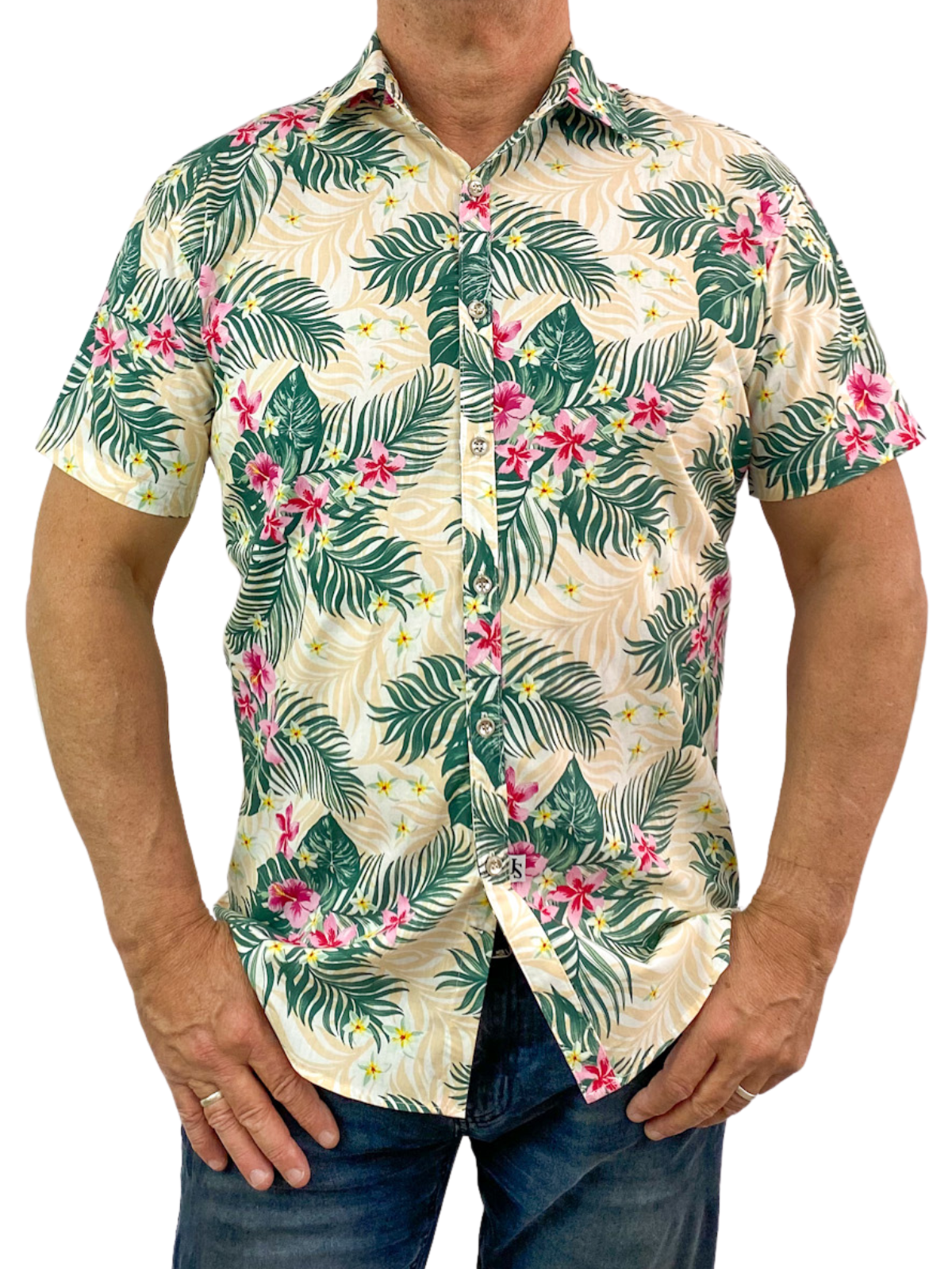 Aloha Peach Hawaiian Cotton S/S Shirt - Pink