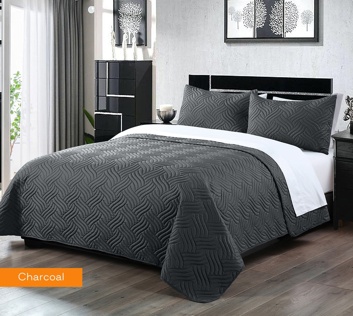 3 Pieces Embossed Comforter Set