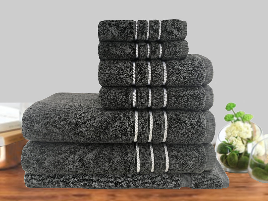 14 Pieces Classic Dobby Stripe Cotton Towel Set 650gsm