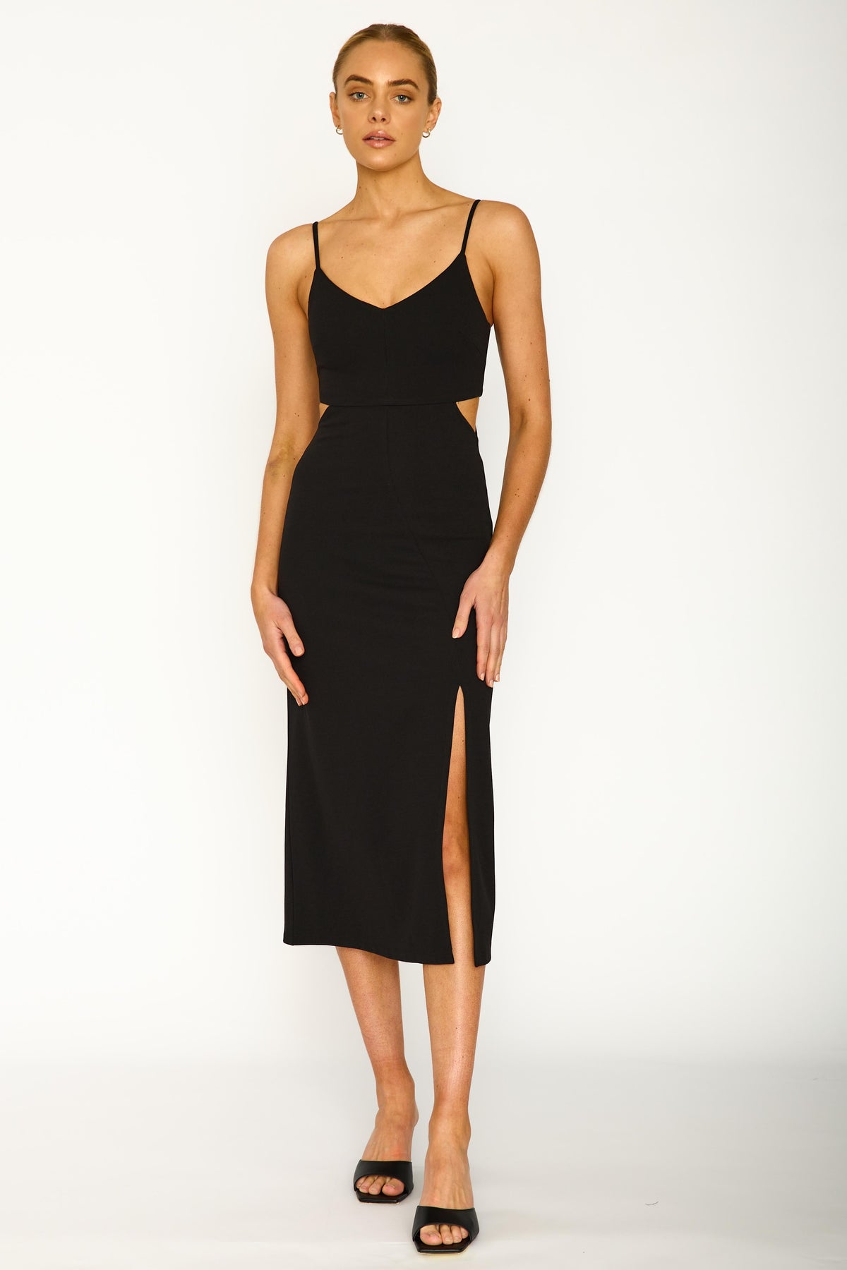 Rowena Midi Black Dress