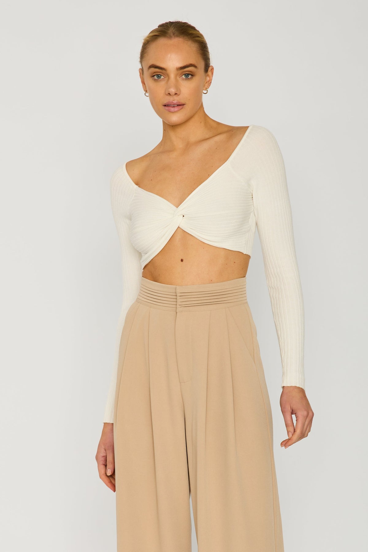 Taylor Crop Knitted Top - White