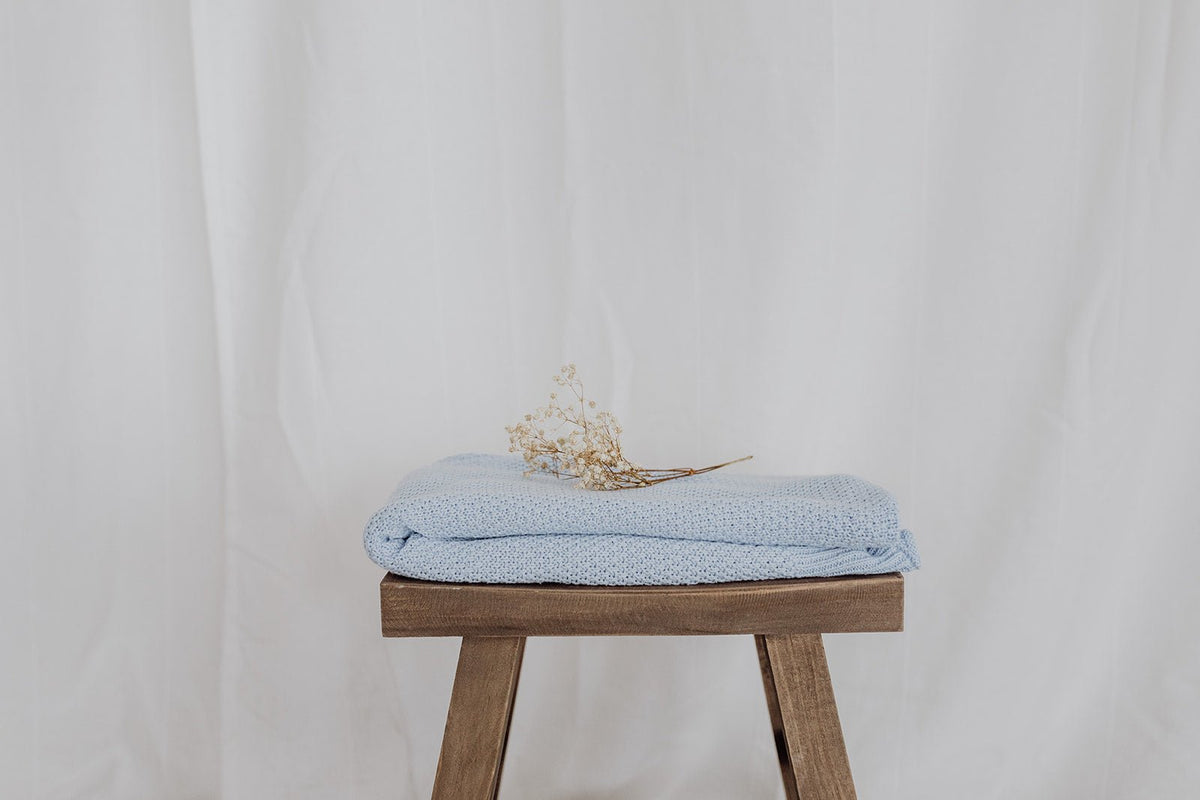 Baby Blue Winter Knit Blanket - Bubba Bump