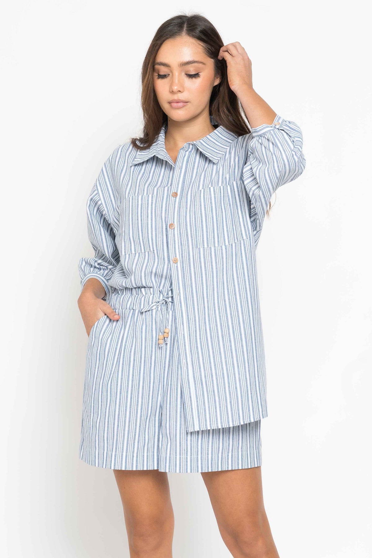 Ziggy Oversized Shirt - Blue Stripe