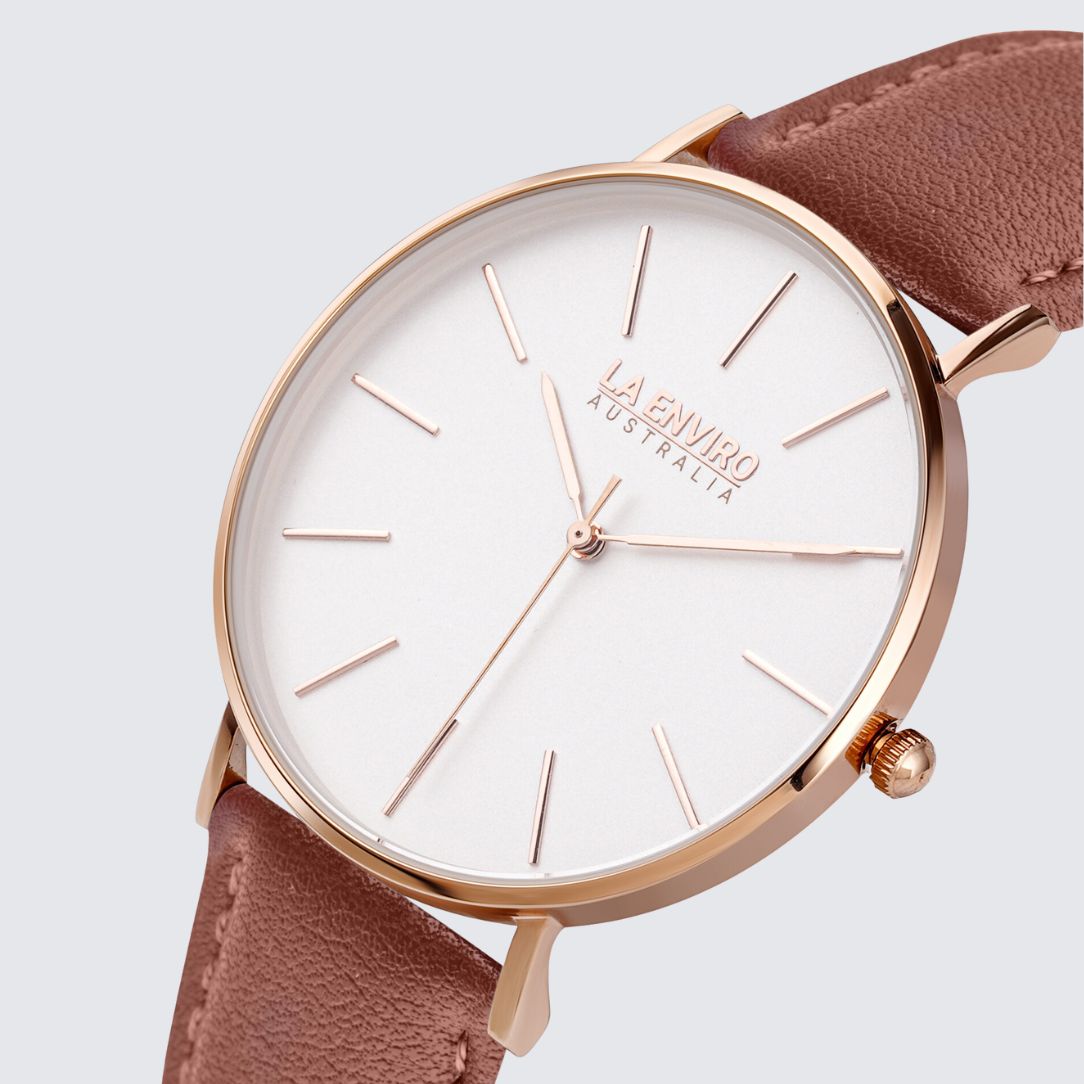 ROSE GOLD WITH BROWN STRAP I TIERRA 40 MM