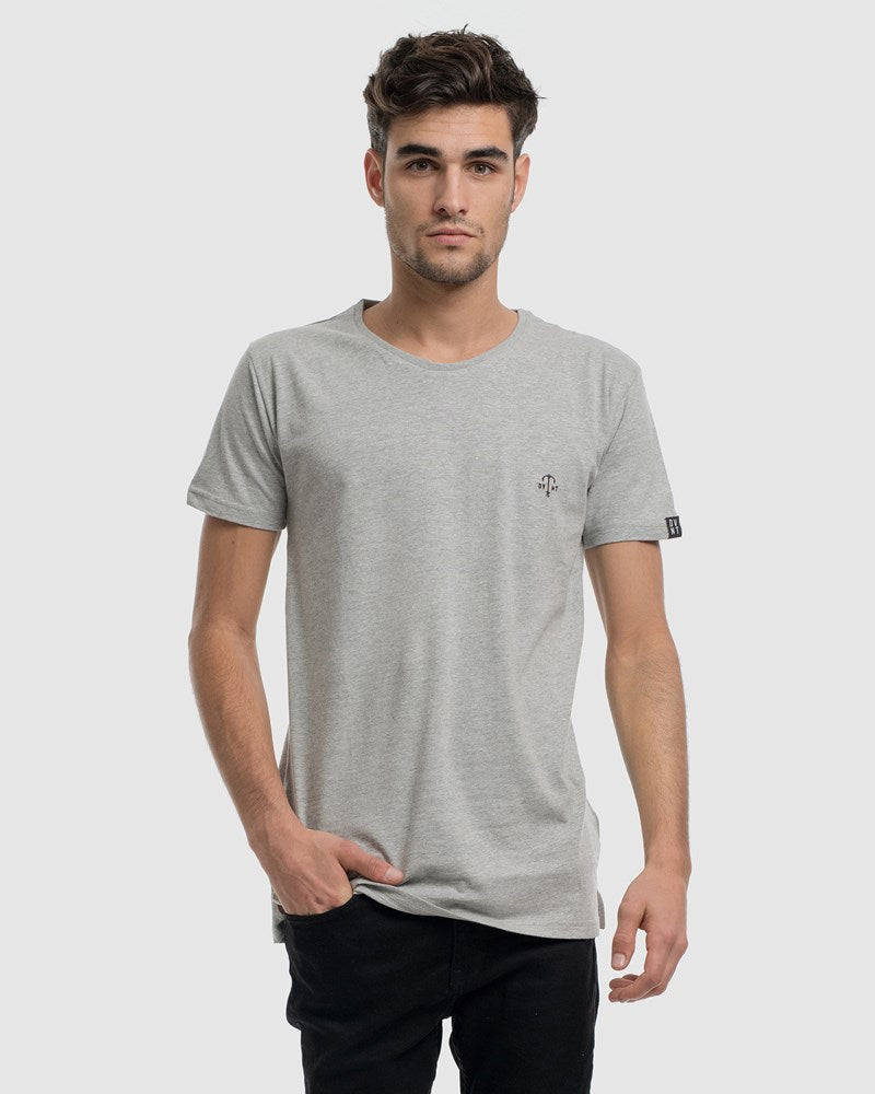 Anchor Embroidery Tee - Grey Marle