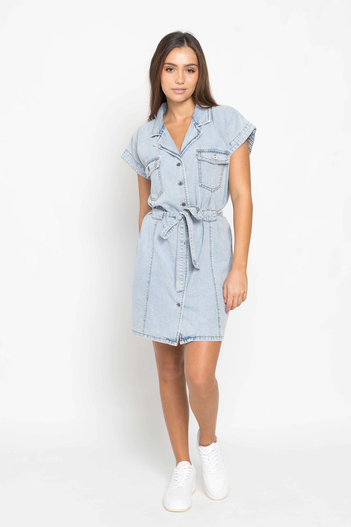 Alessa Denim Dress - Pale Blue Denim