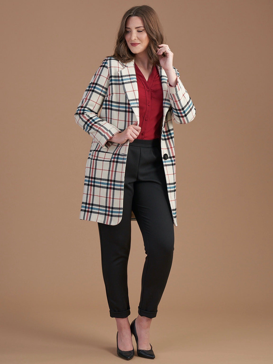 Checked Cocoon Coat