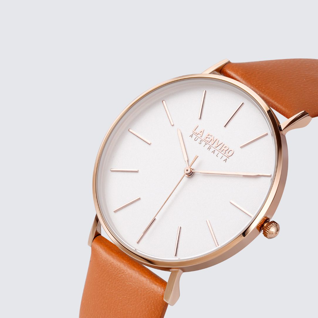 ROSE GOLD WITH TAN STRAP I CLASSIC 40 MM