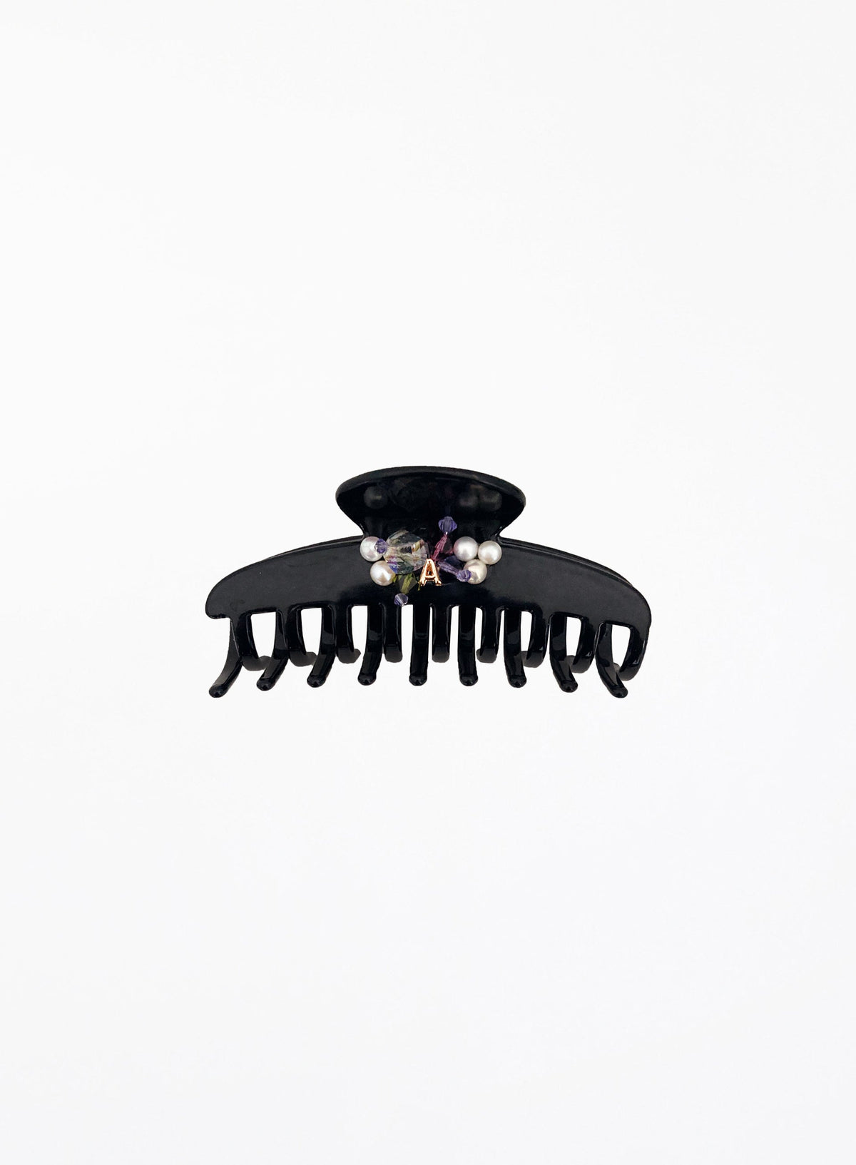 Simone Crystal Embellished Cellulose Acetate Hair Claw - Nero