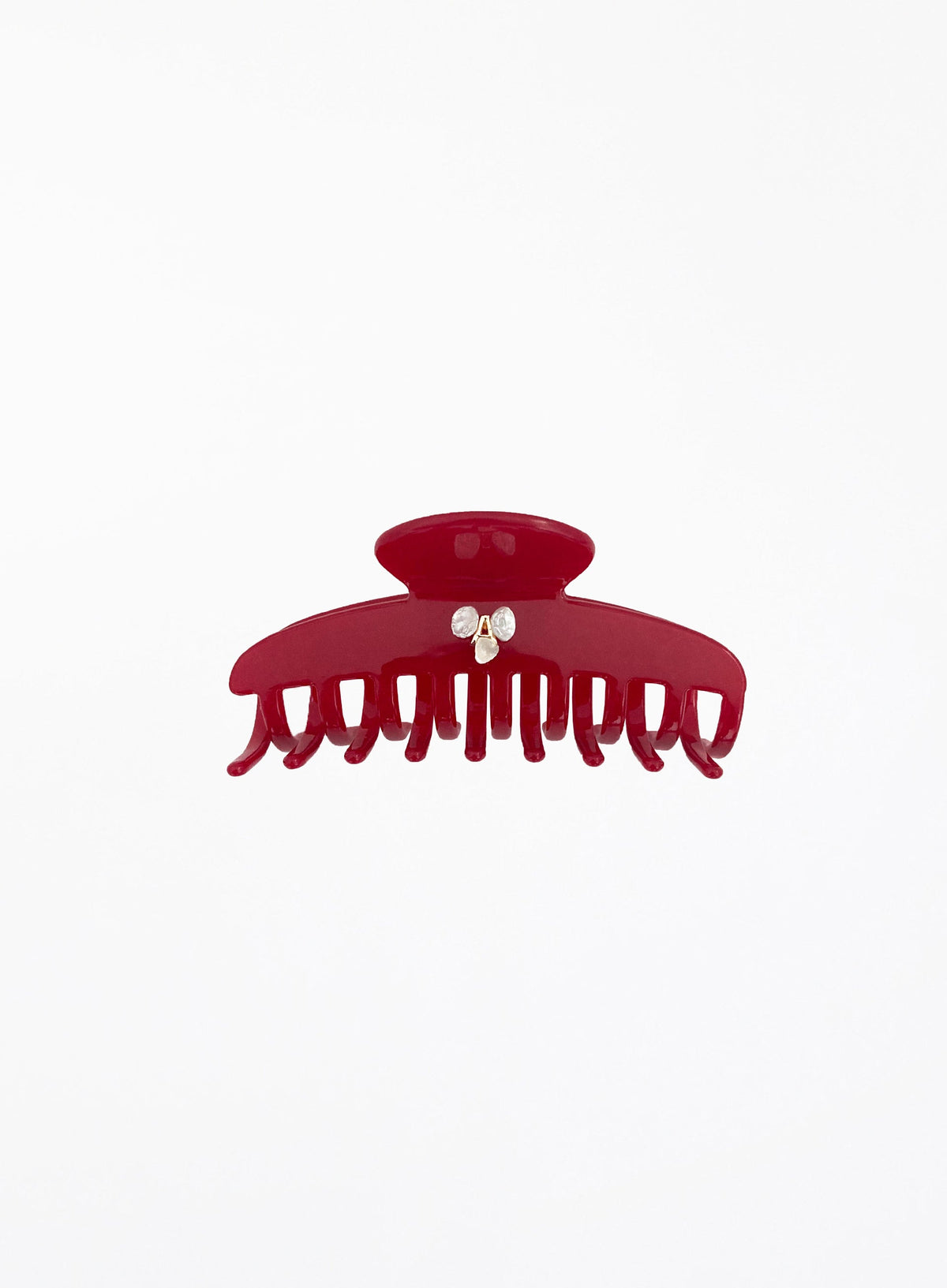 Albertine Pearl Embellished Cellulose Acetate Hair Claw - Crimson