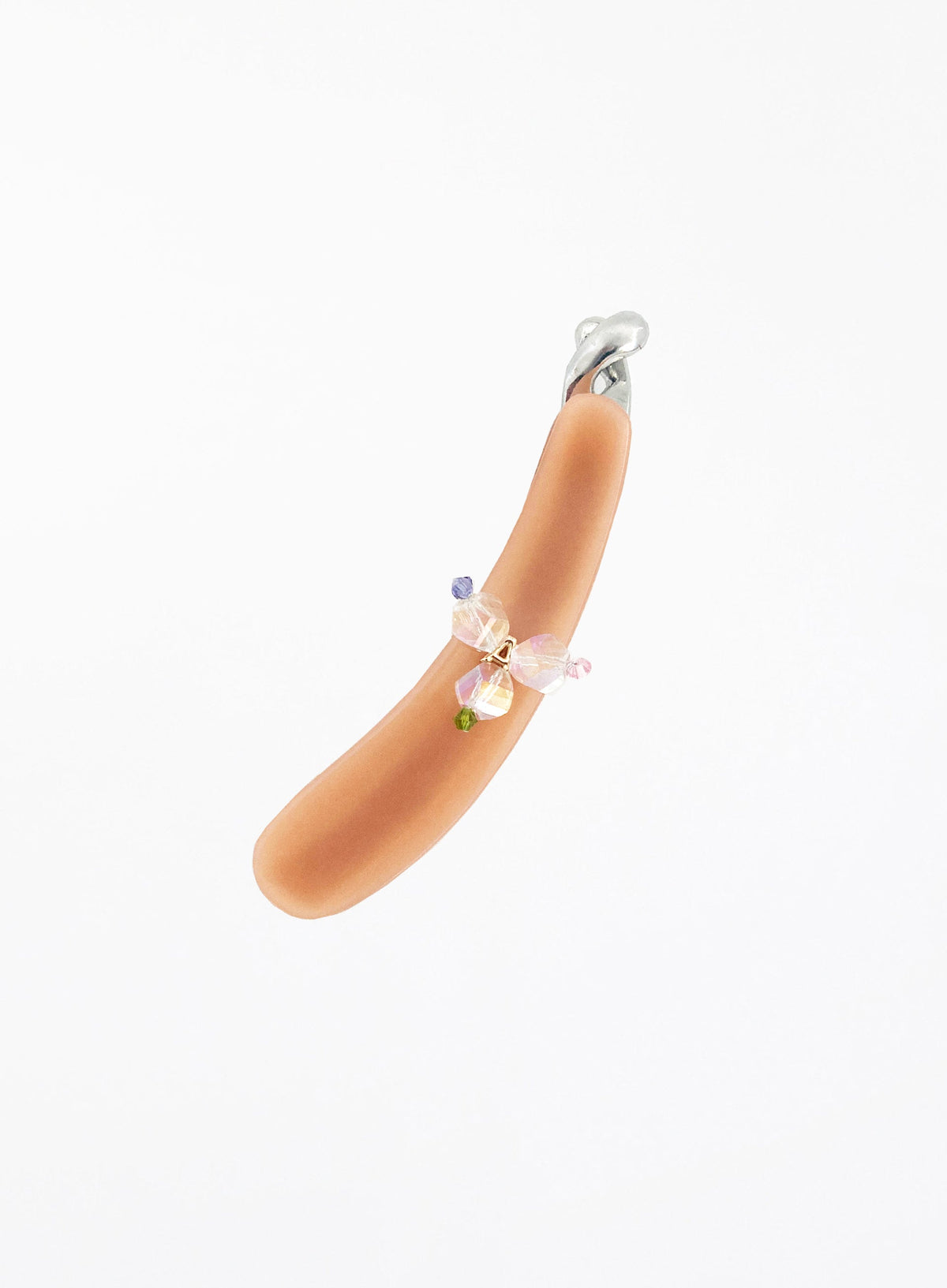Alienor Crystals Embellished Acetate Banana Clip - Peach