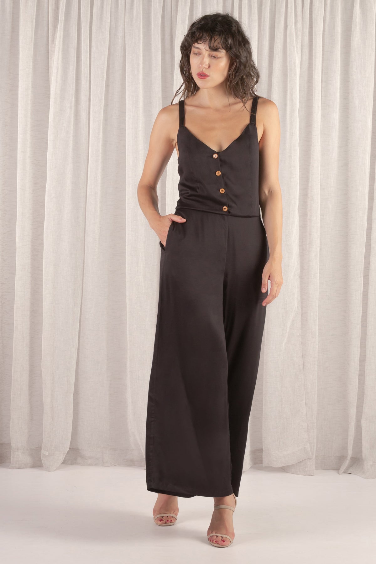 Amber Front Button Overall Jumpsuit