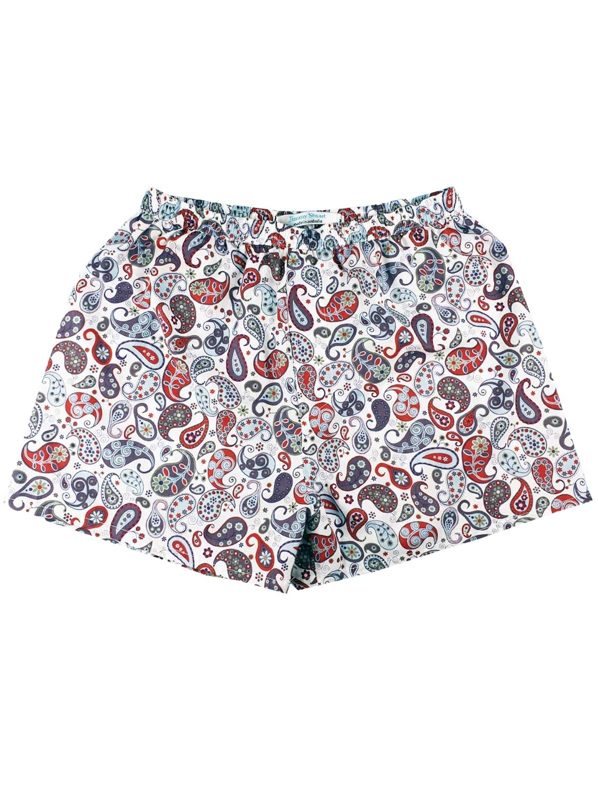 Artist Paisley Cotton Voile Boxer Short - White/Red