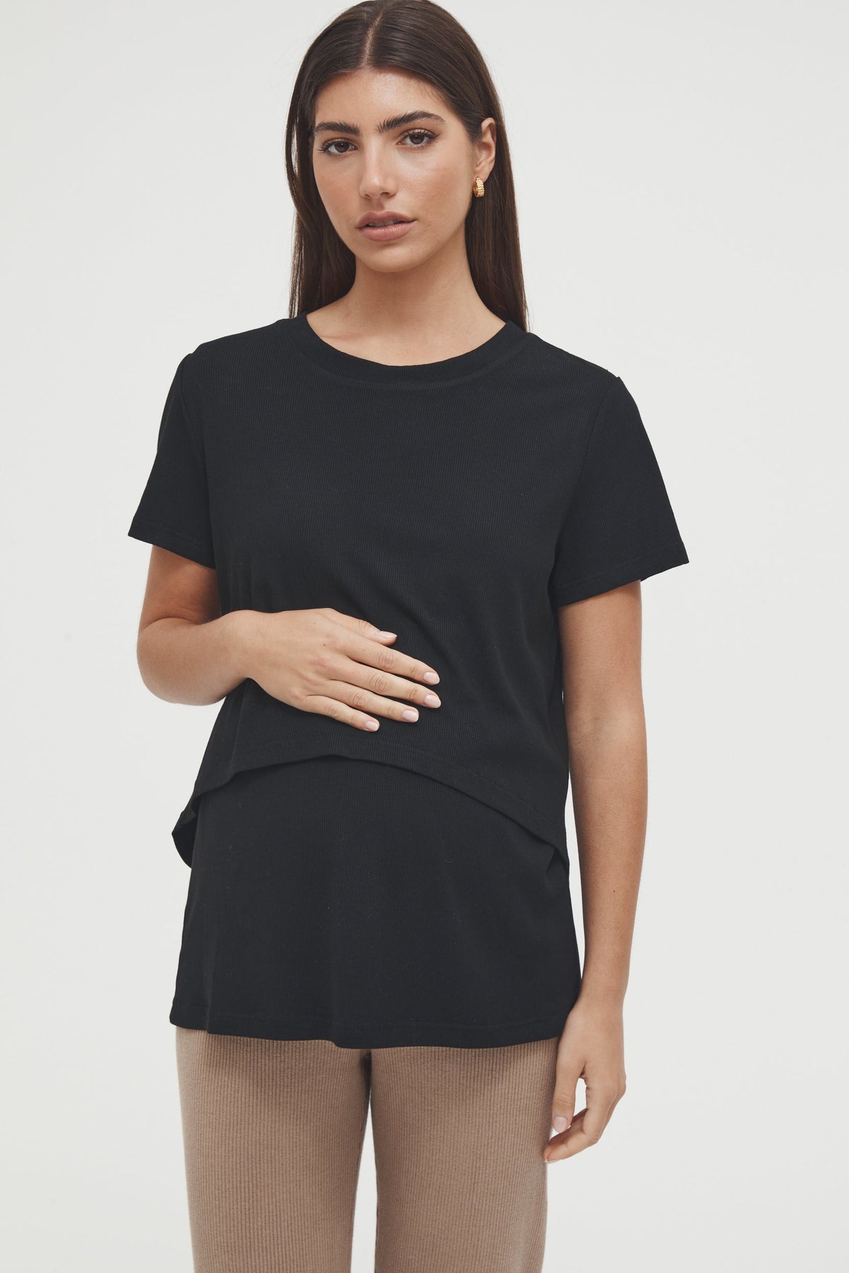 Stretchy Maternity Tee (Black) 1