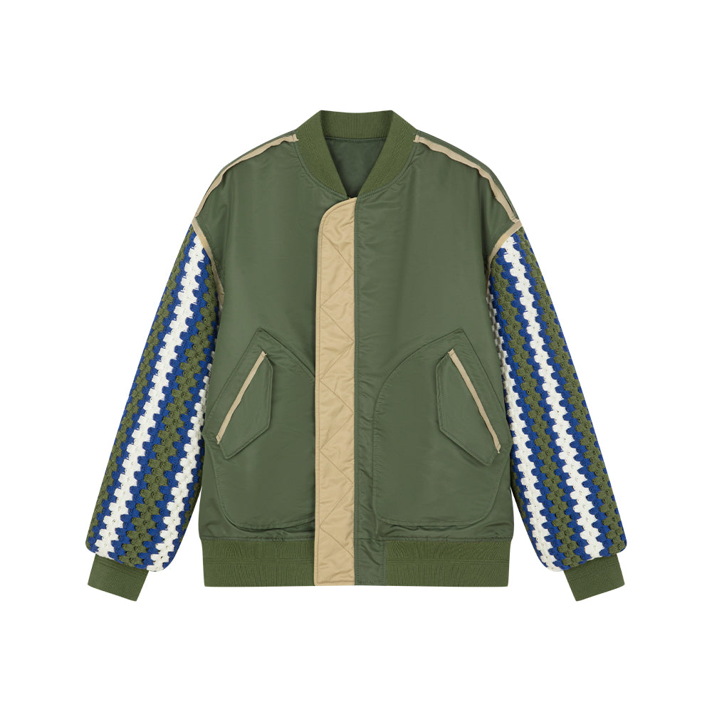 Green Stitched Bomber Jacket