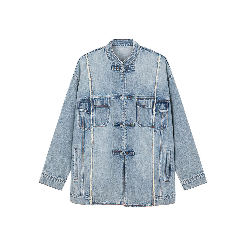 Button Knot Denim Jacket