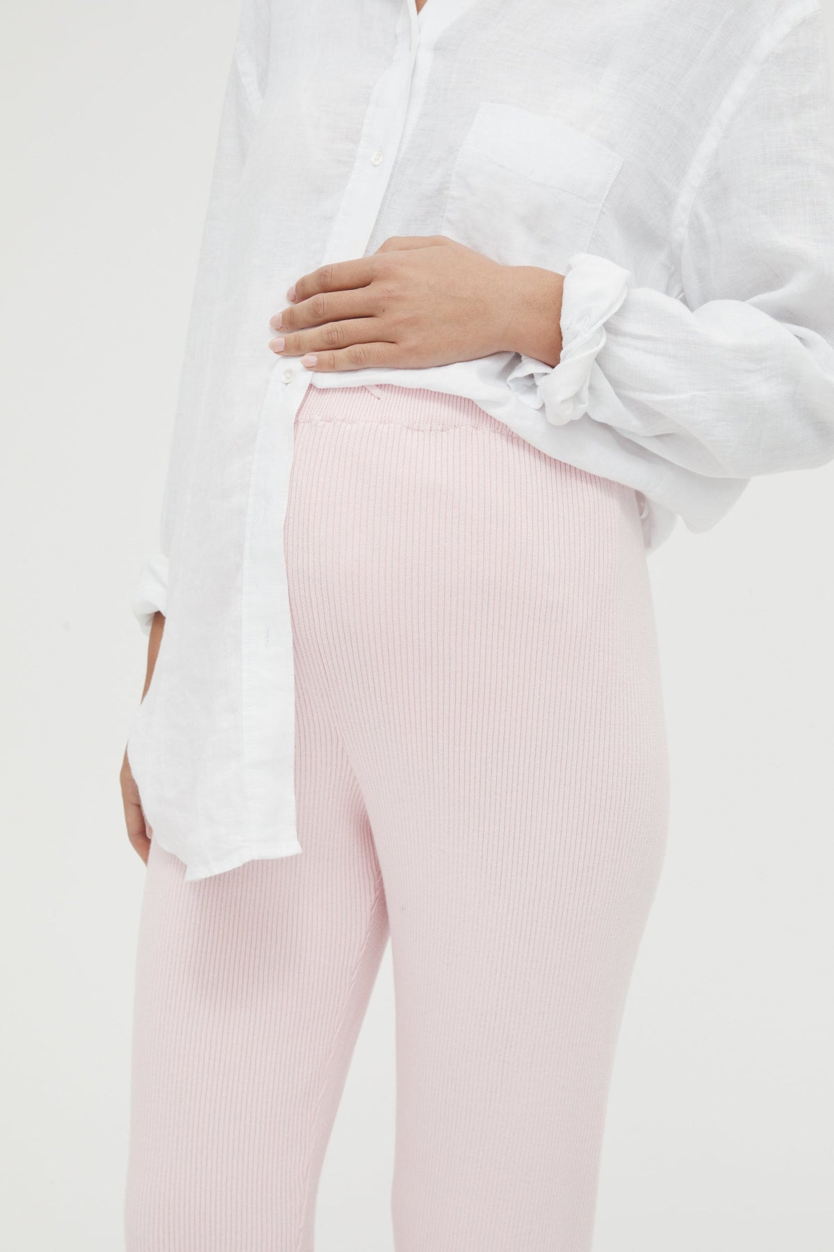 Stretchy Maternity Overbump Knit Pant (Pink) 1