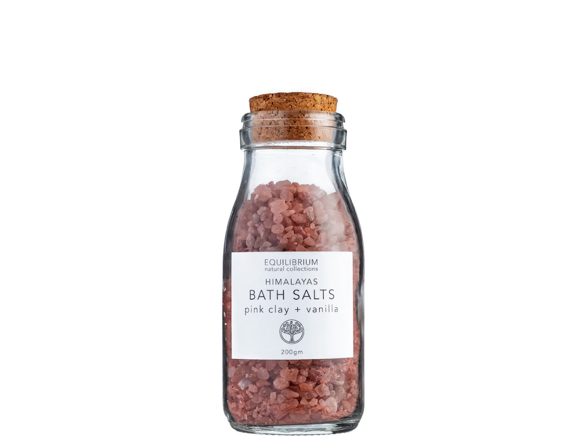 NATURAL BATH SALT HIMALAYAS PINK CLAY + VANILLA 200G (CORK)