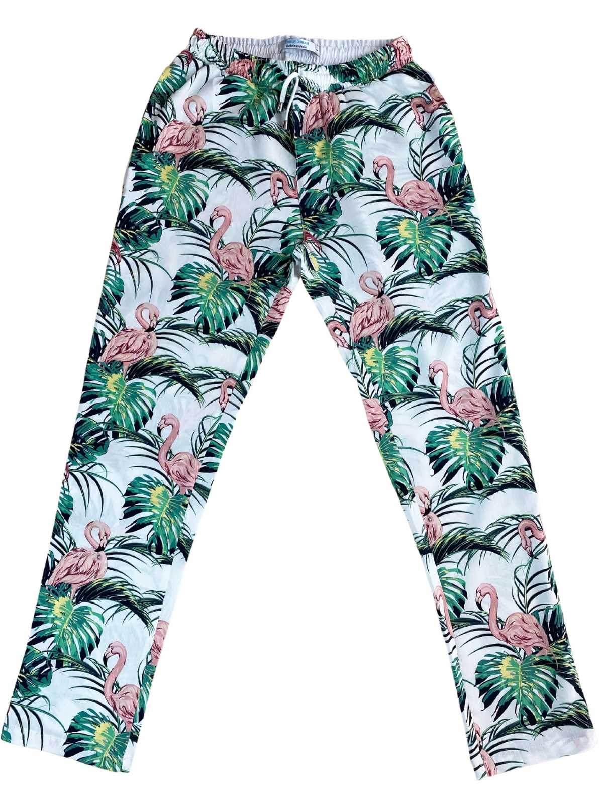 Flamingos Abstract Cotton/Rayon Lounge Pant - Green/Pink