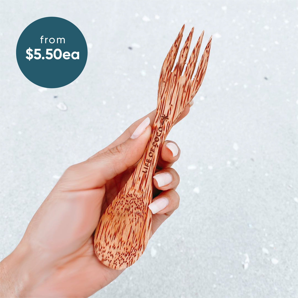 life of coco wholesale reusable wooden spork coconut