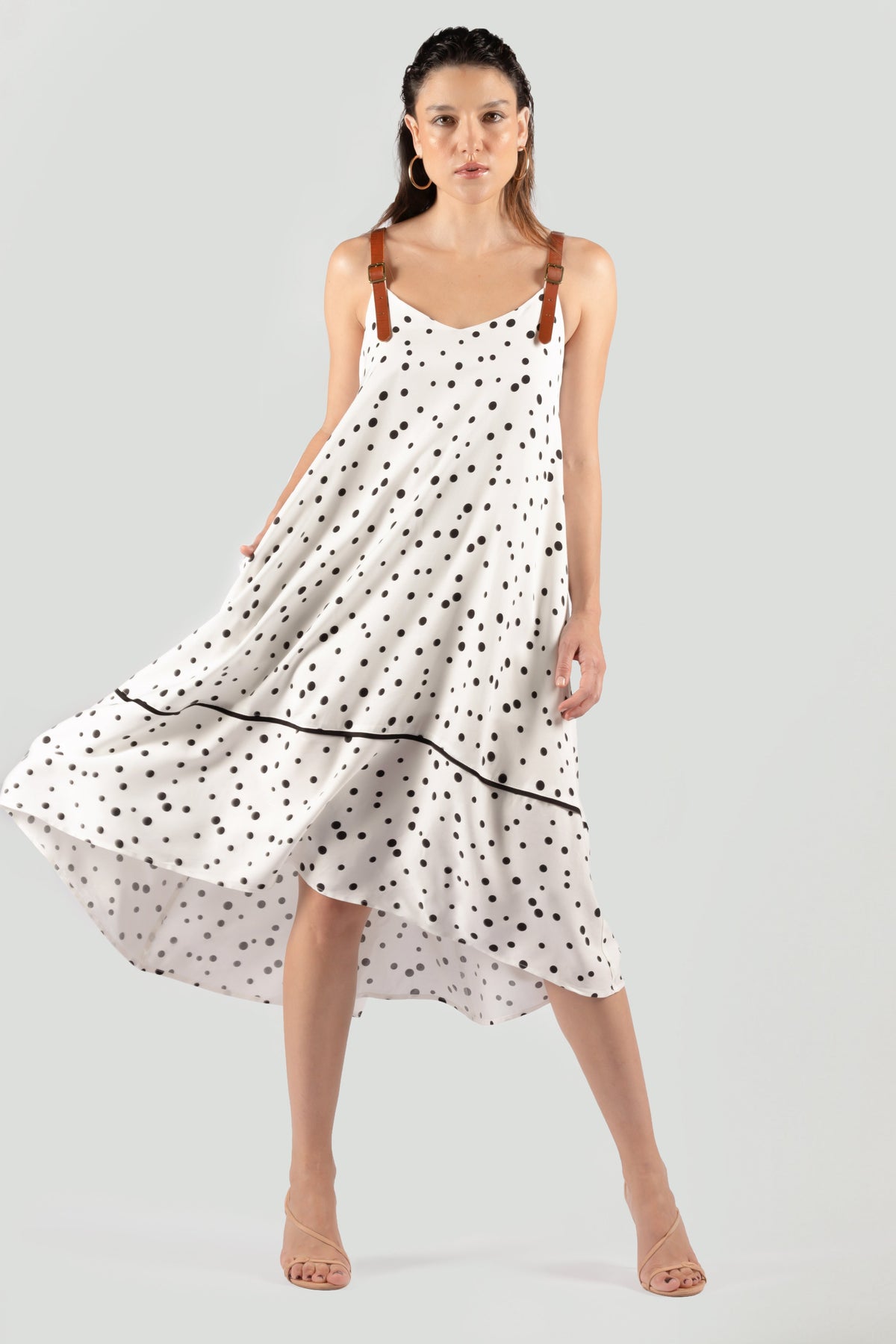 Maldives Leather Strap Maxi Dress - Polka