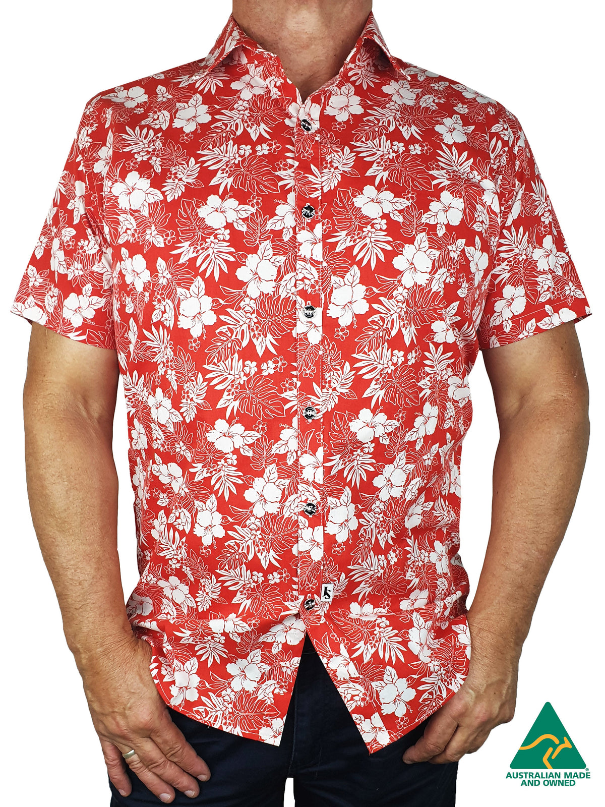 Miami Hawaiian Cotton S/S Shirt - Red/White