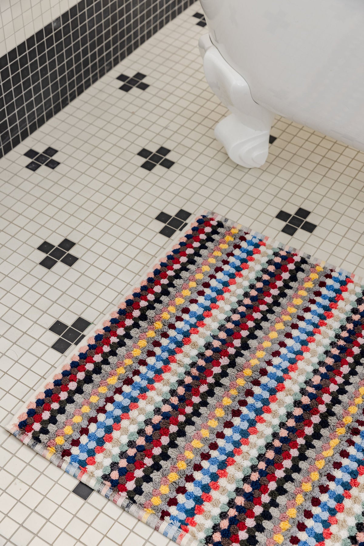 Pompom Turkish Cotton Bath Mat - Multicoloured