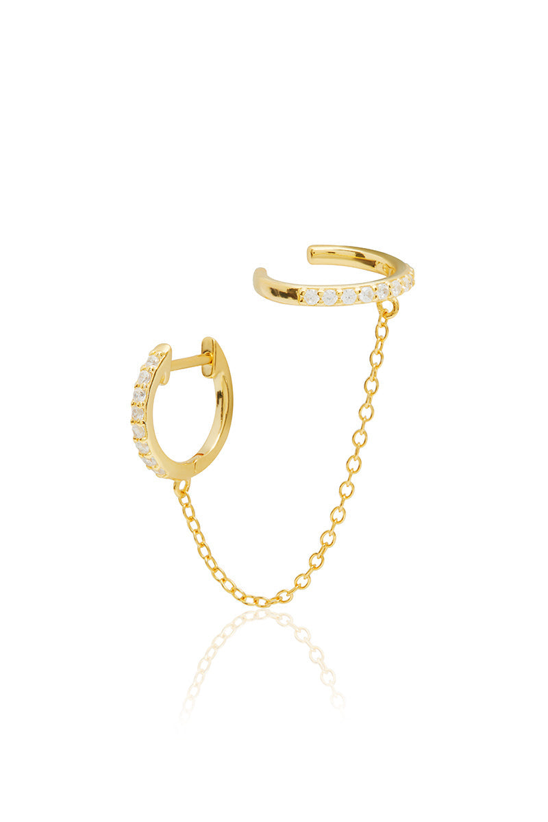 Ambre Chain Hoops I Gold