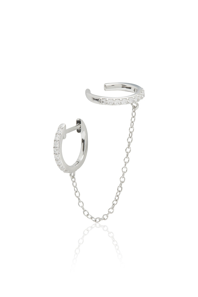 Ambre Chain Hoops I Silver