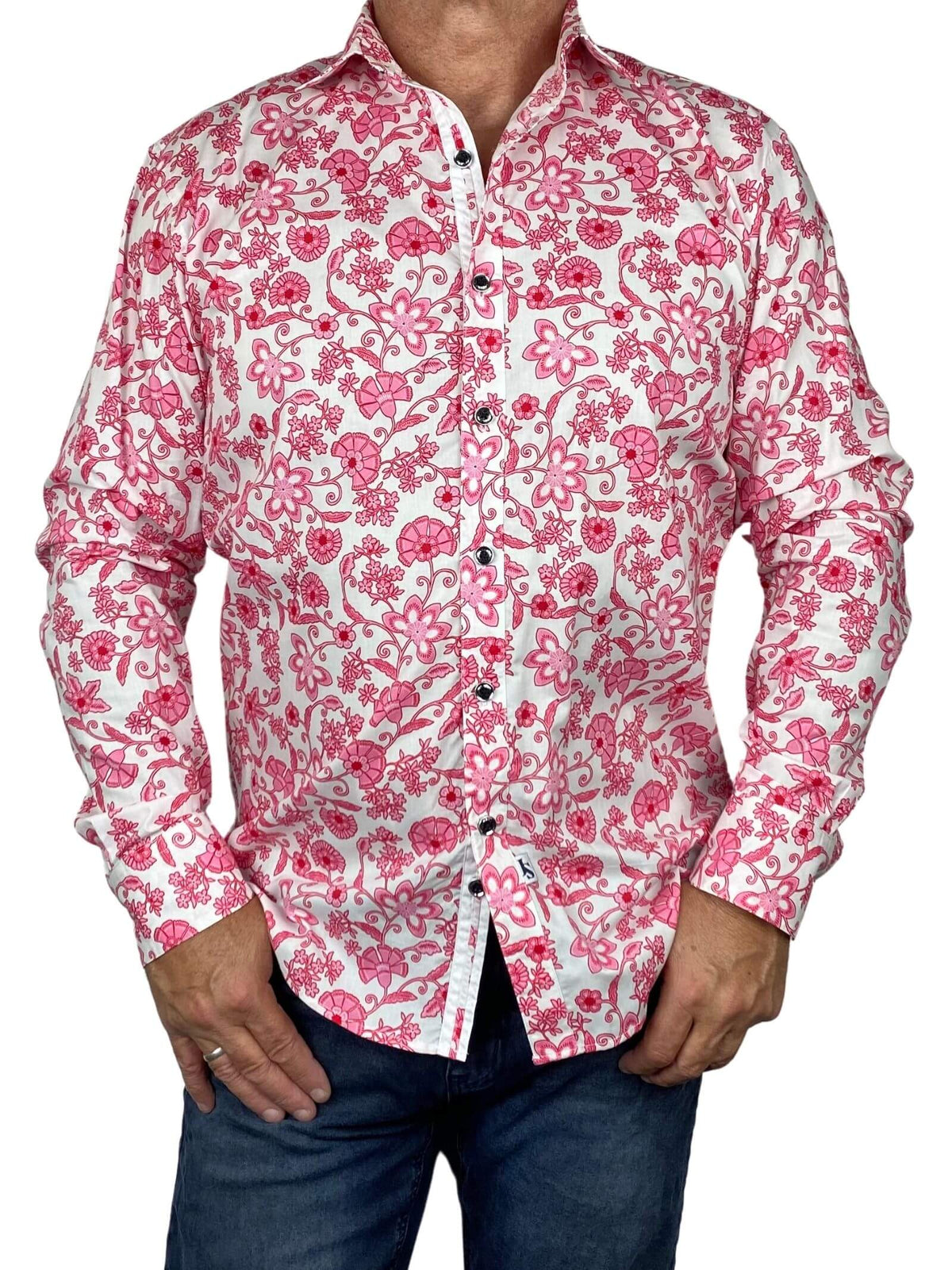 Potent Floral Cotton L/S Shirt - Pink