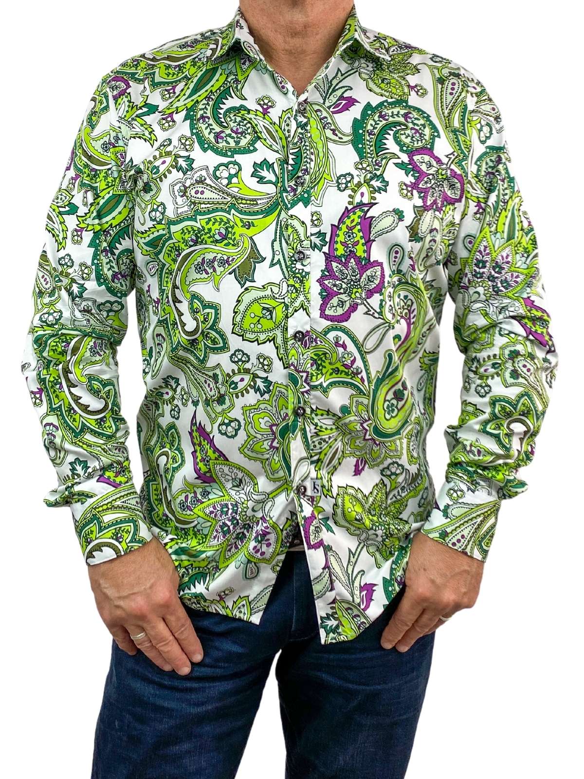 Razor Paisley Cotton L/S Shirt - Green