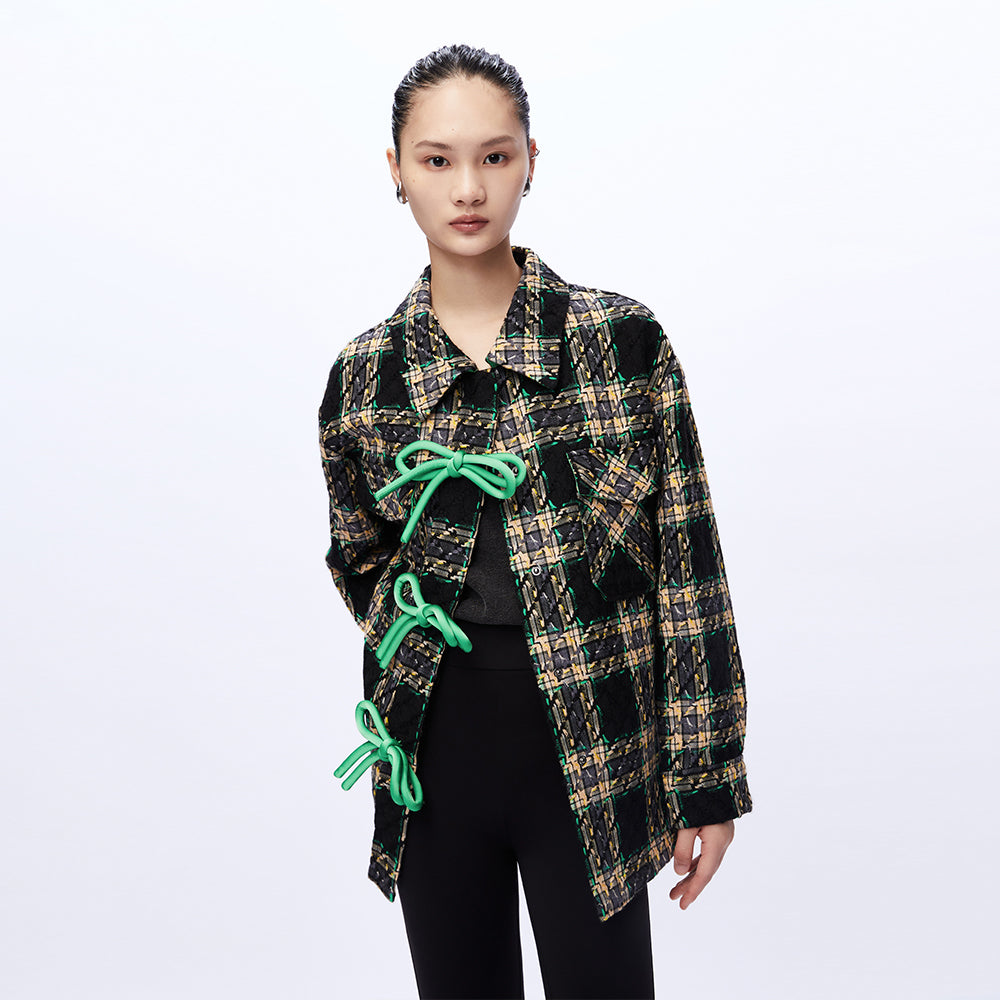 Bowknot Plaid Jacket