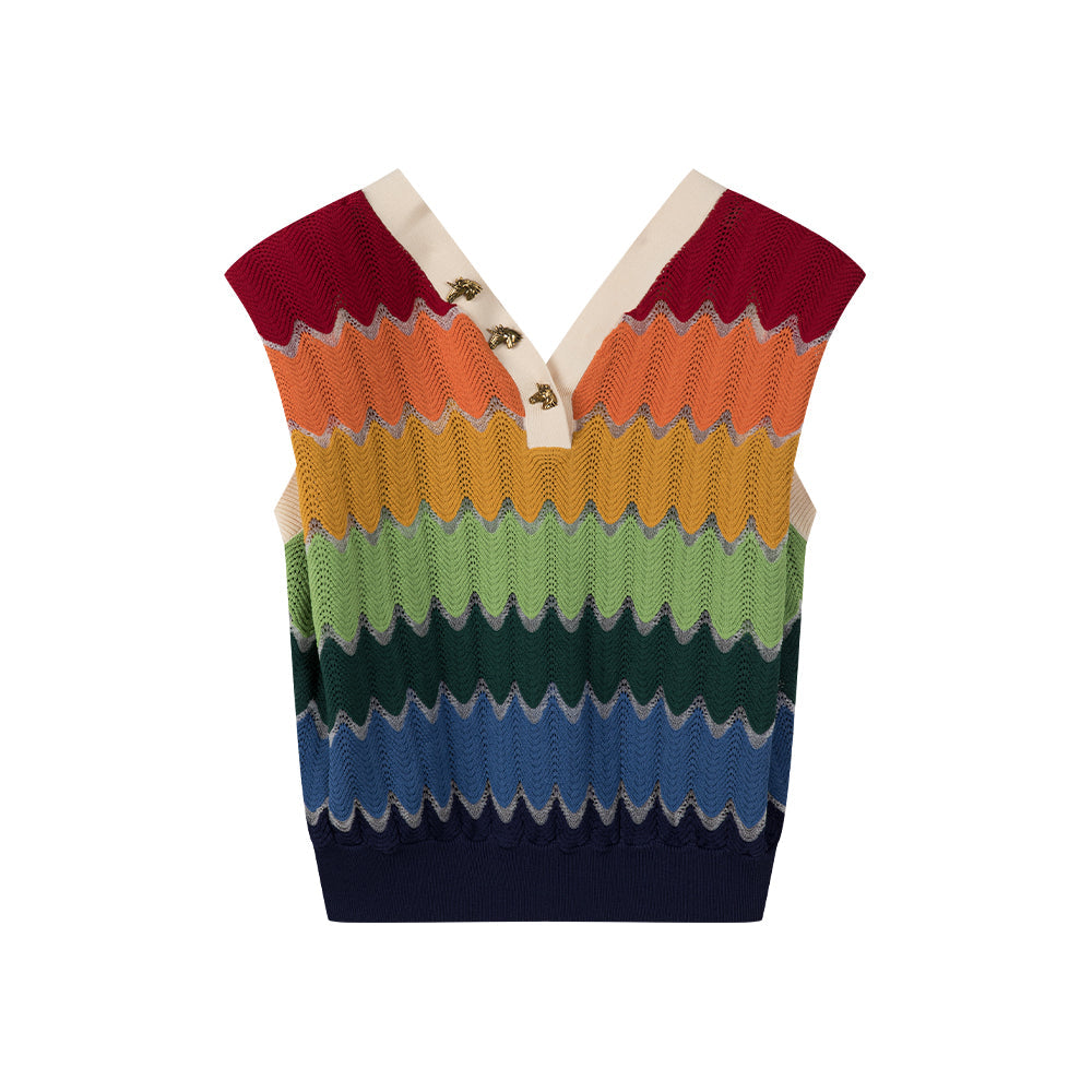 Rainbow Wavy Striped Vest