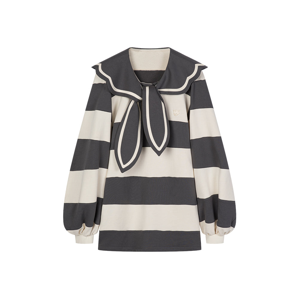 Puff Sleeved Striped Sweatshirt