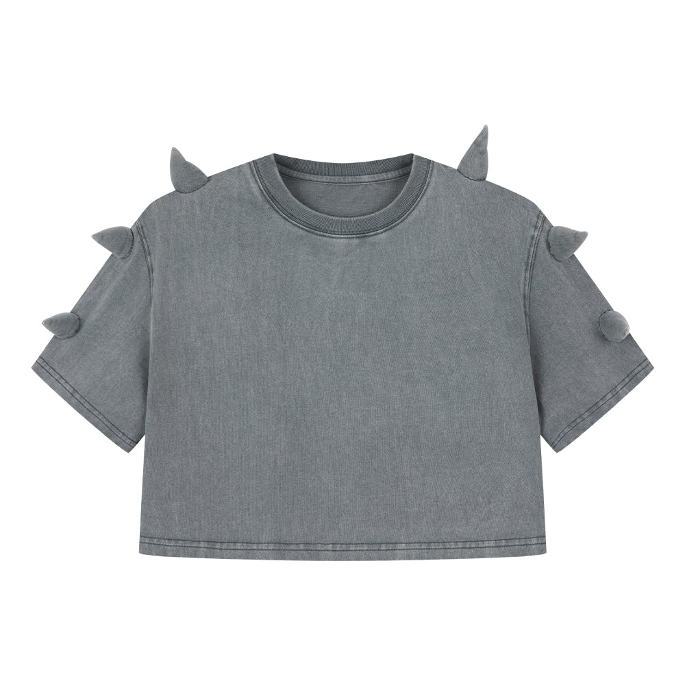 Cropped Spiked Grey T-shirt