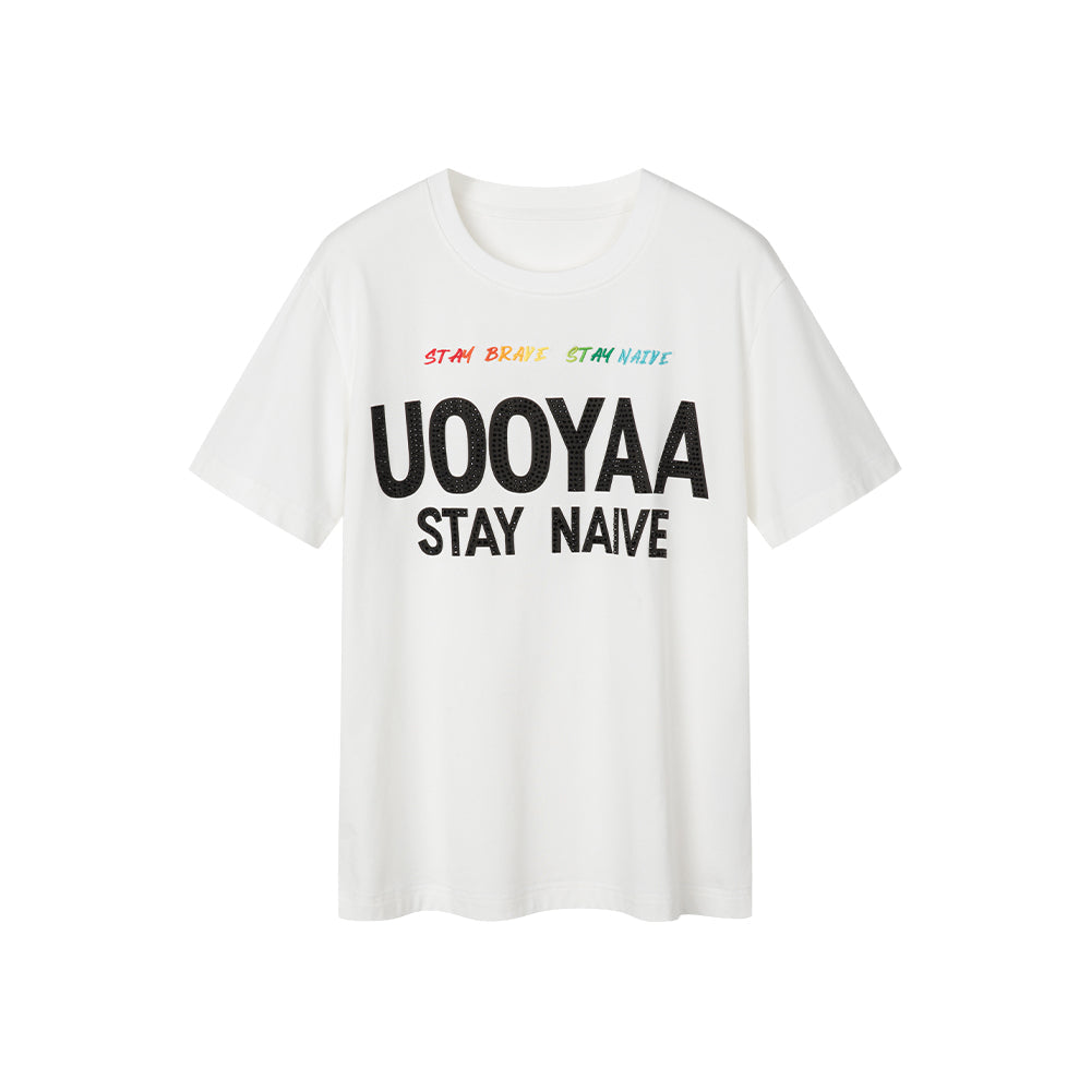 Glistening UOOYAA Slogan T-shirt