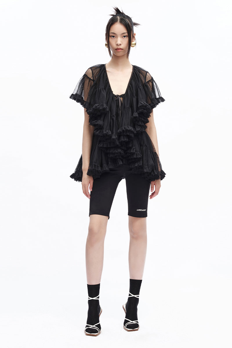 Maya Stringy Pleated Sleeveless Shirt