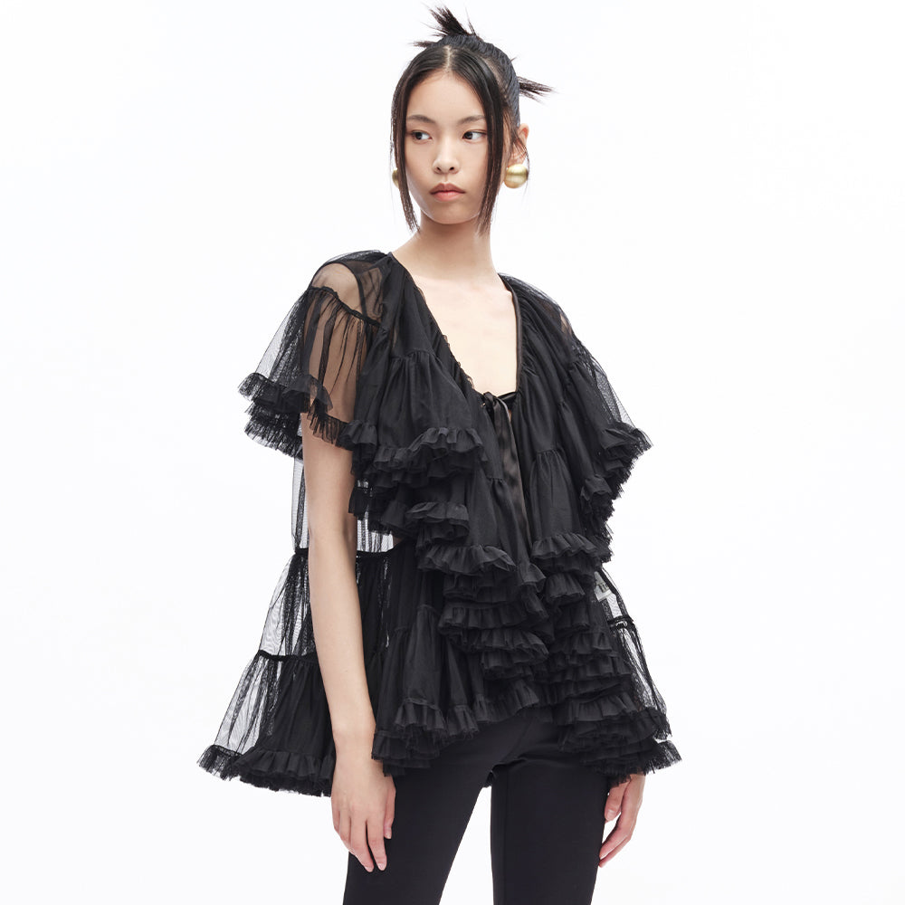 Maya Stringy Pleated Sleeveless Shirt