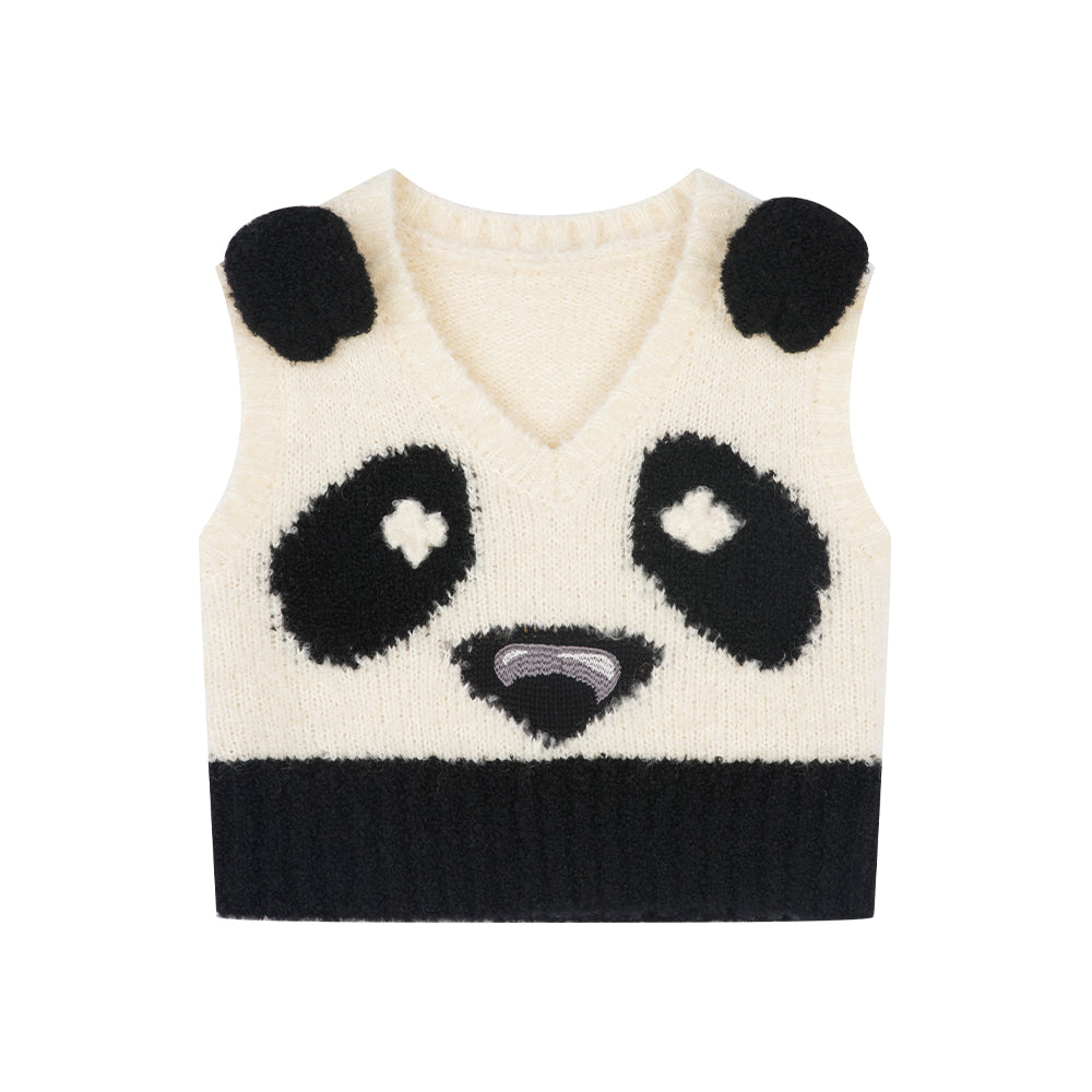 Furry Panda Wide-Shouldered Vest