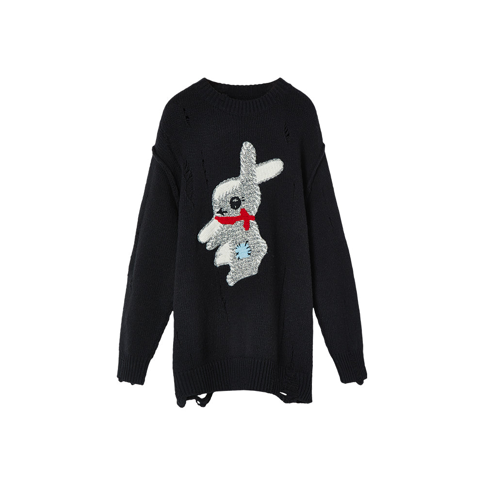 Distressed Oversized Rabbit Sweater