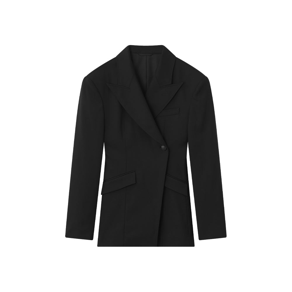 Black Cinched-Waist Blazer