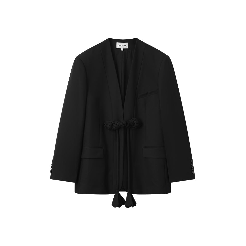 Sawyer Wool New Chinoiserie Button Oversized Blazer