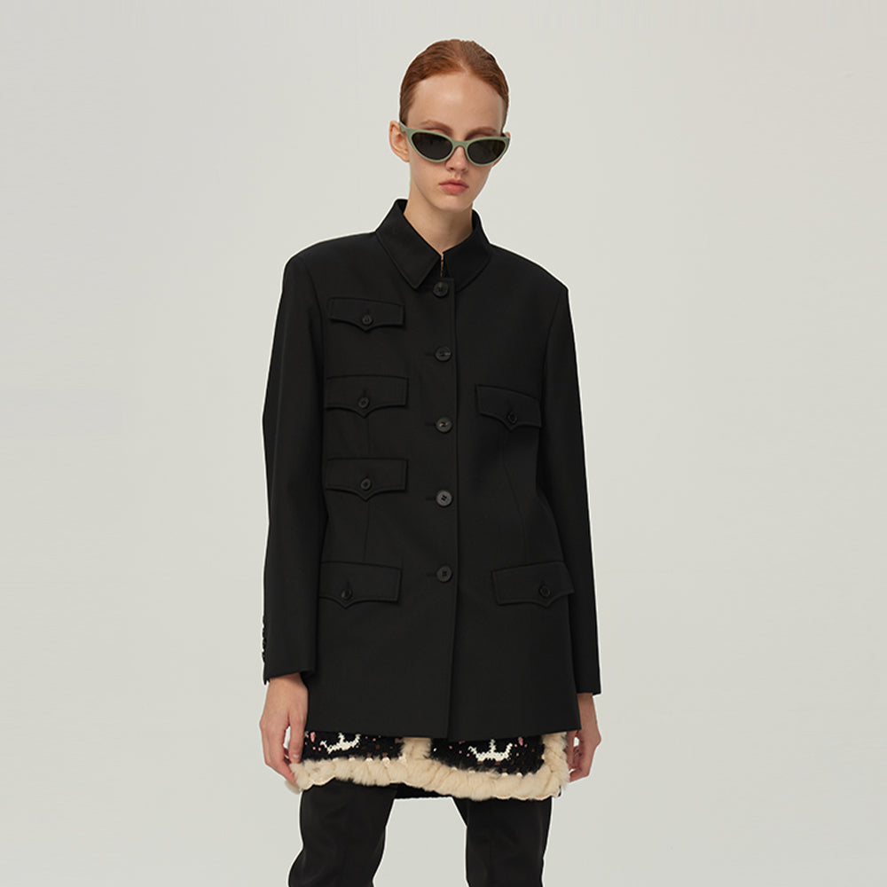 Lila Black Pocket Jacket