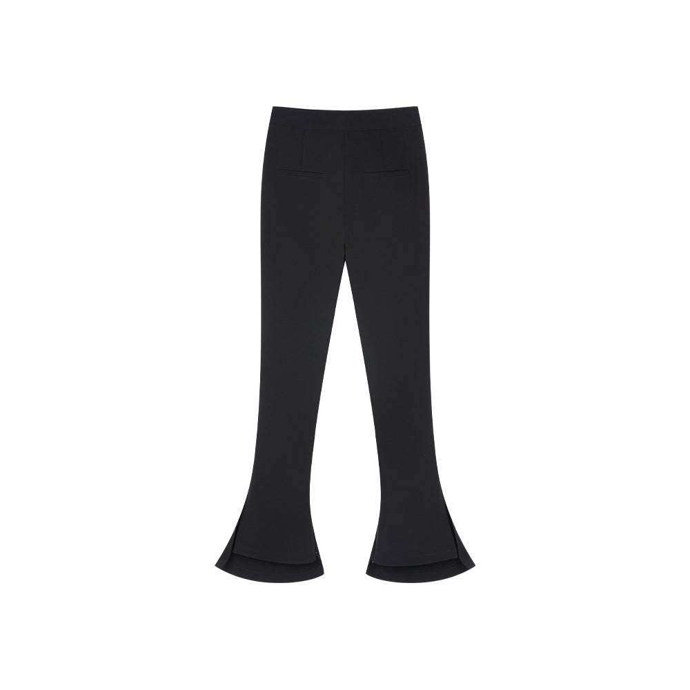 Black Slit Flared Trousers