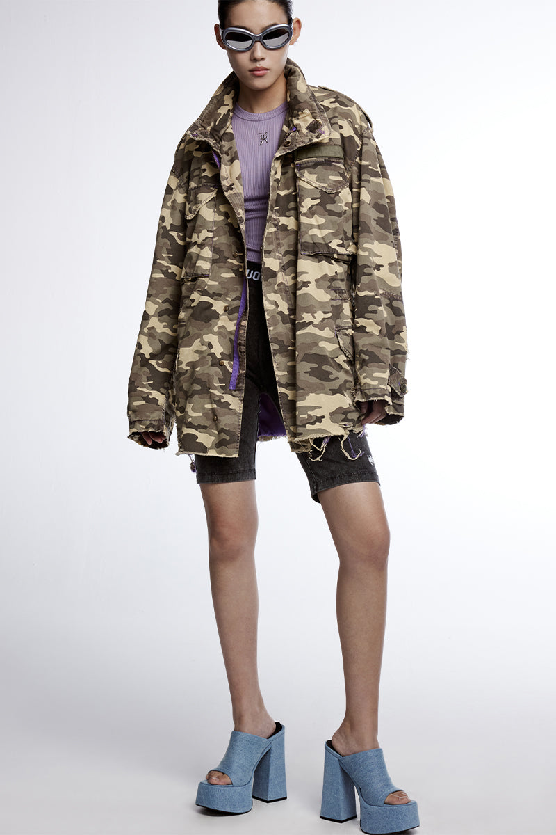 Camouflage Ripped Jacket