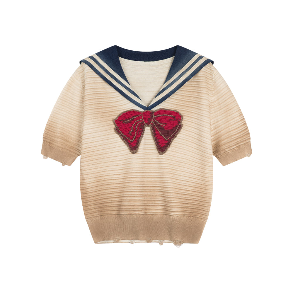 Distressed Knitted Sailor Top