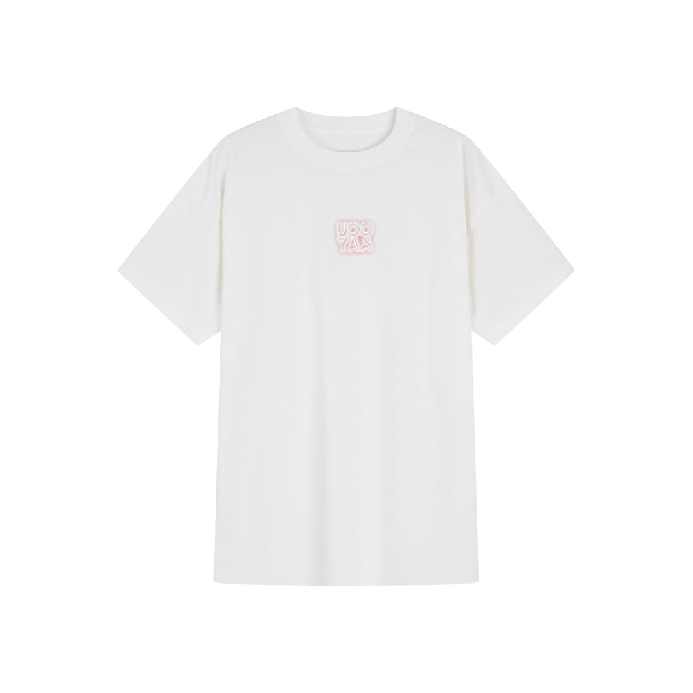 Basic Pink UOOYAA Logo White T-Shirt