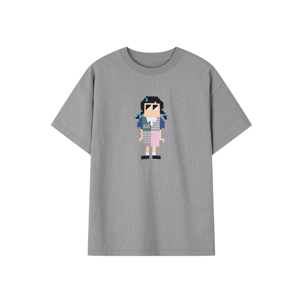 Pixel-style Figure Grey T-Shirt