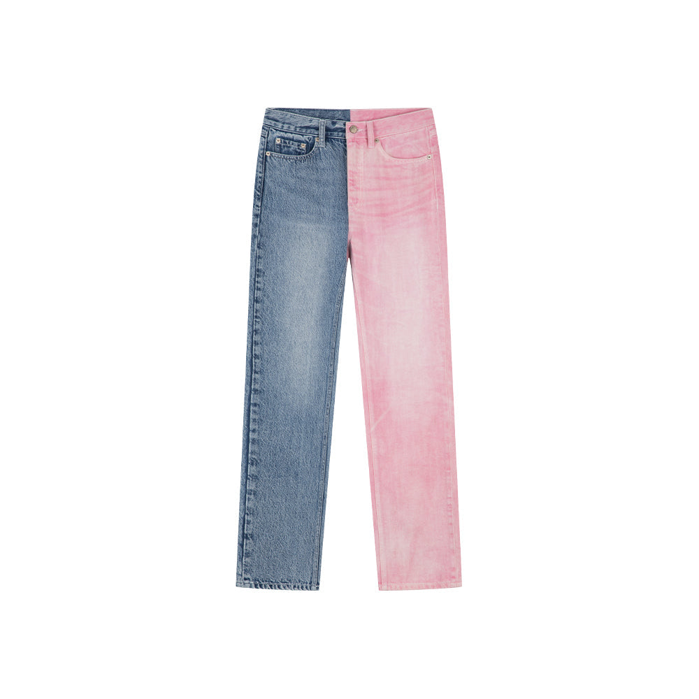 Color Block Straight Cropped Jeans